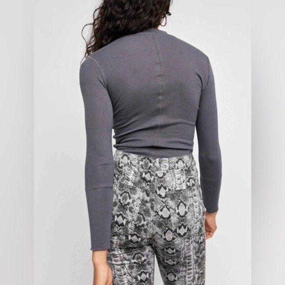Free People Rickie Mock Neck Top in Charcoal - Picture 3 of 4